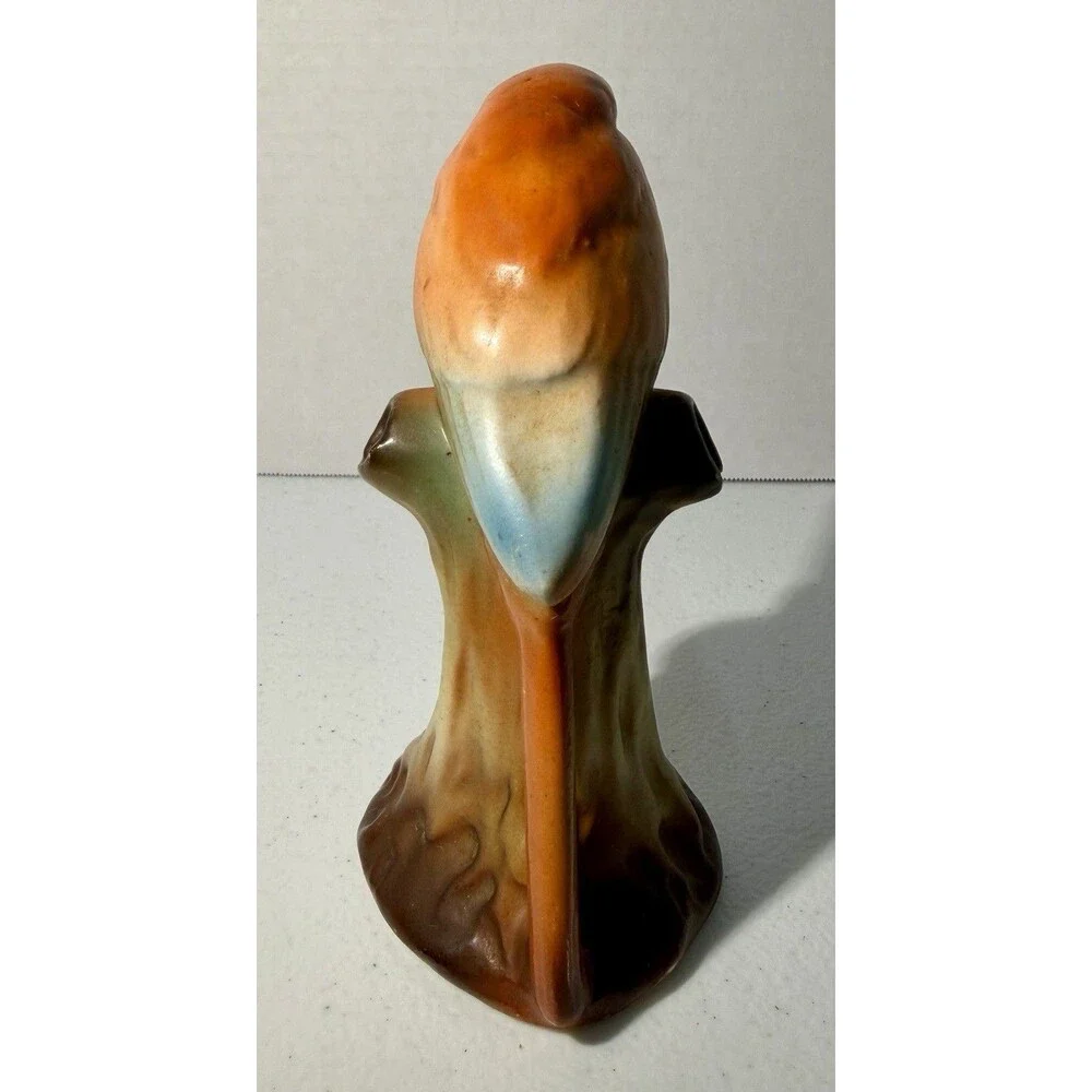 Red Czech Pottery Parrot Czechoslovakia Bird Red Dime Mark